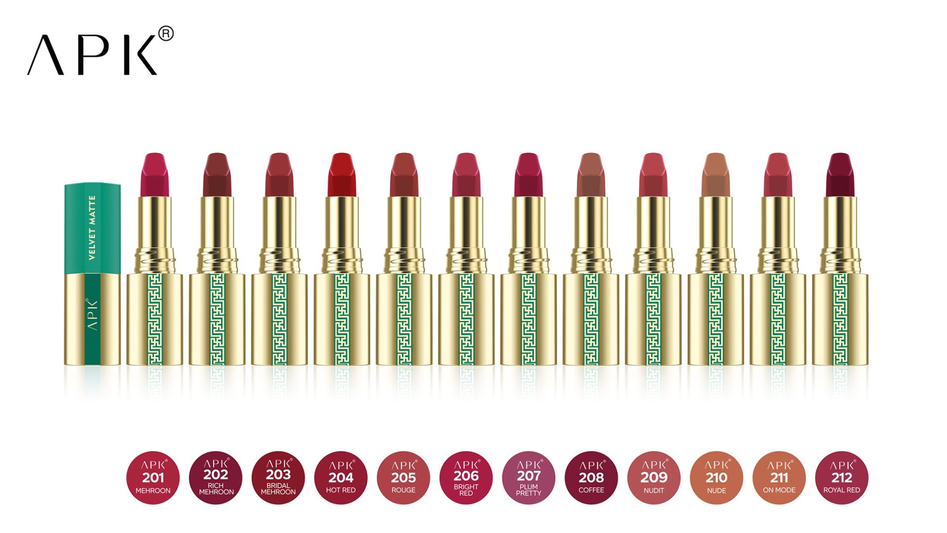 F-APLS-114-4-1.jpg APK Flawless Finish Velvet Matte Lipstick 206 Bright Red - Image 1