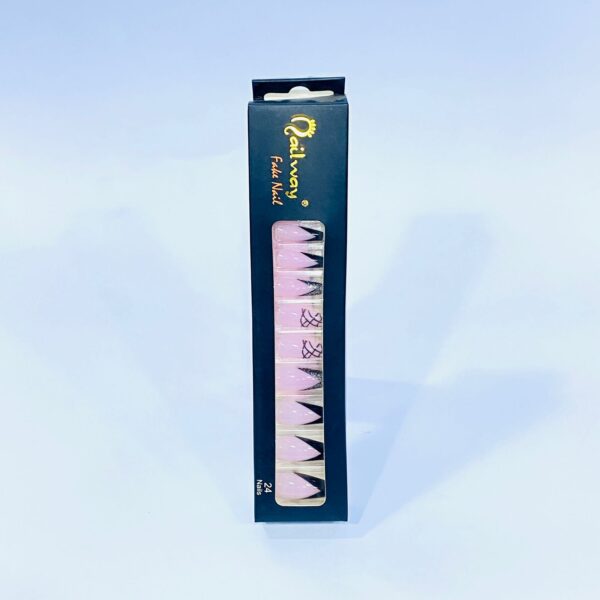 Nailway Silver Pink Fake Nails-24 Nails